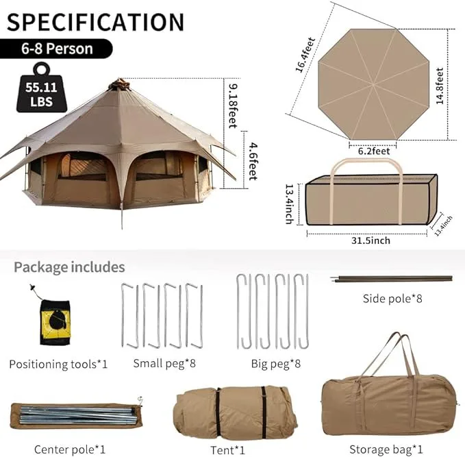 Открытый тент пользовательский водонепроницаемый Glamping холст палатка для кемпинга