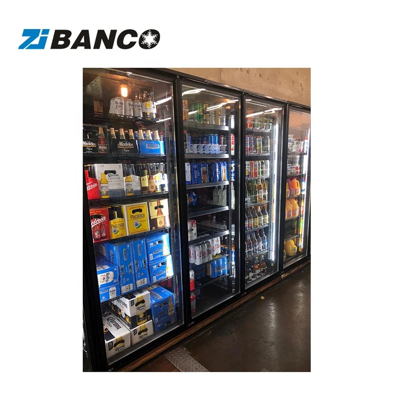 L Shape Display Cooler Room, Beverage Cave Cooler With Glass Doors, Camlock Walk In Cooler Panels