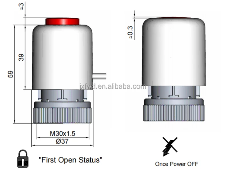 Underfloor Heating Thermostatic Wax Actuator with Fire Protected Devices