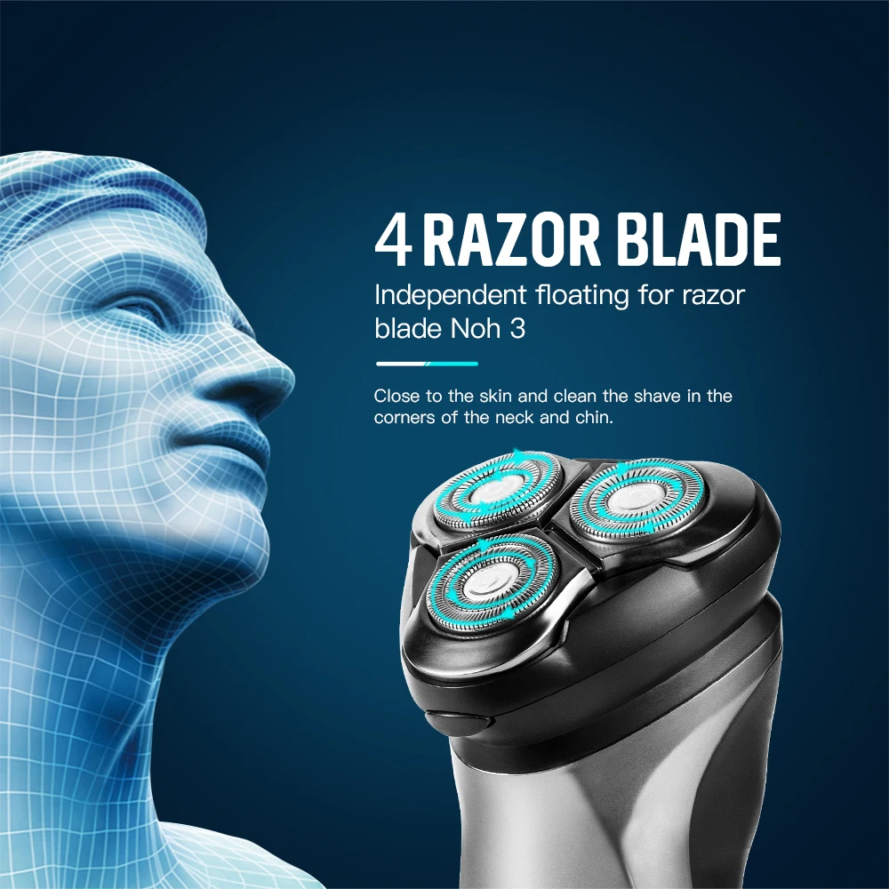 maquina afeitadora  lcd cordless  safety rechargeable IPX6  lithium electric  wireless  portable waterproof  mens rotary  shaver