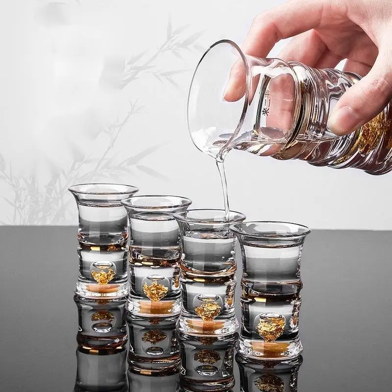 Бамбуковая чашка в китайском стиле Набор очков с золотым принтом baijiu