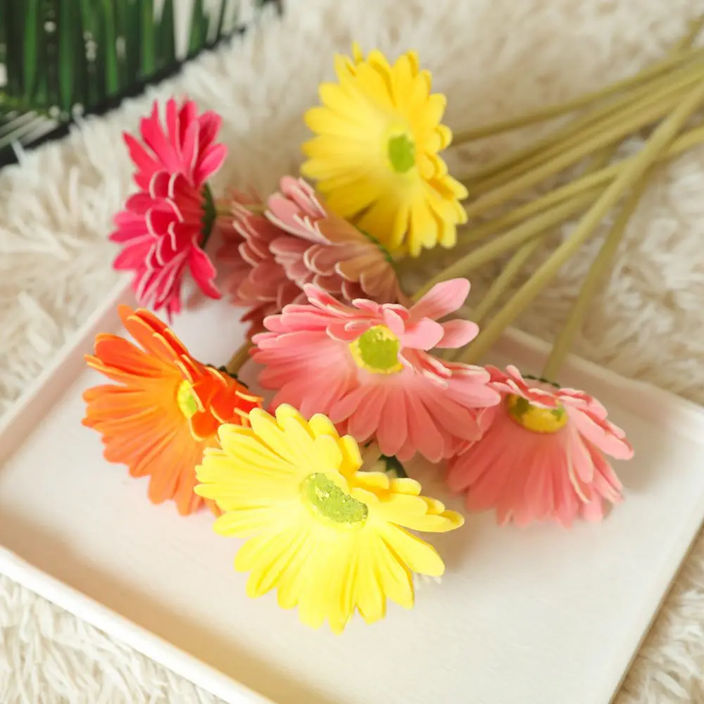 High Quality Artificial Pu Gerbera Daisy Flower Real Touch For Home Wedding Decoration Table Center Piece Flower