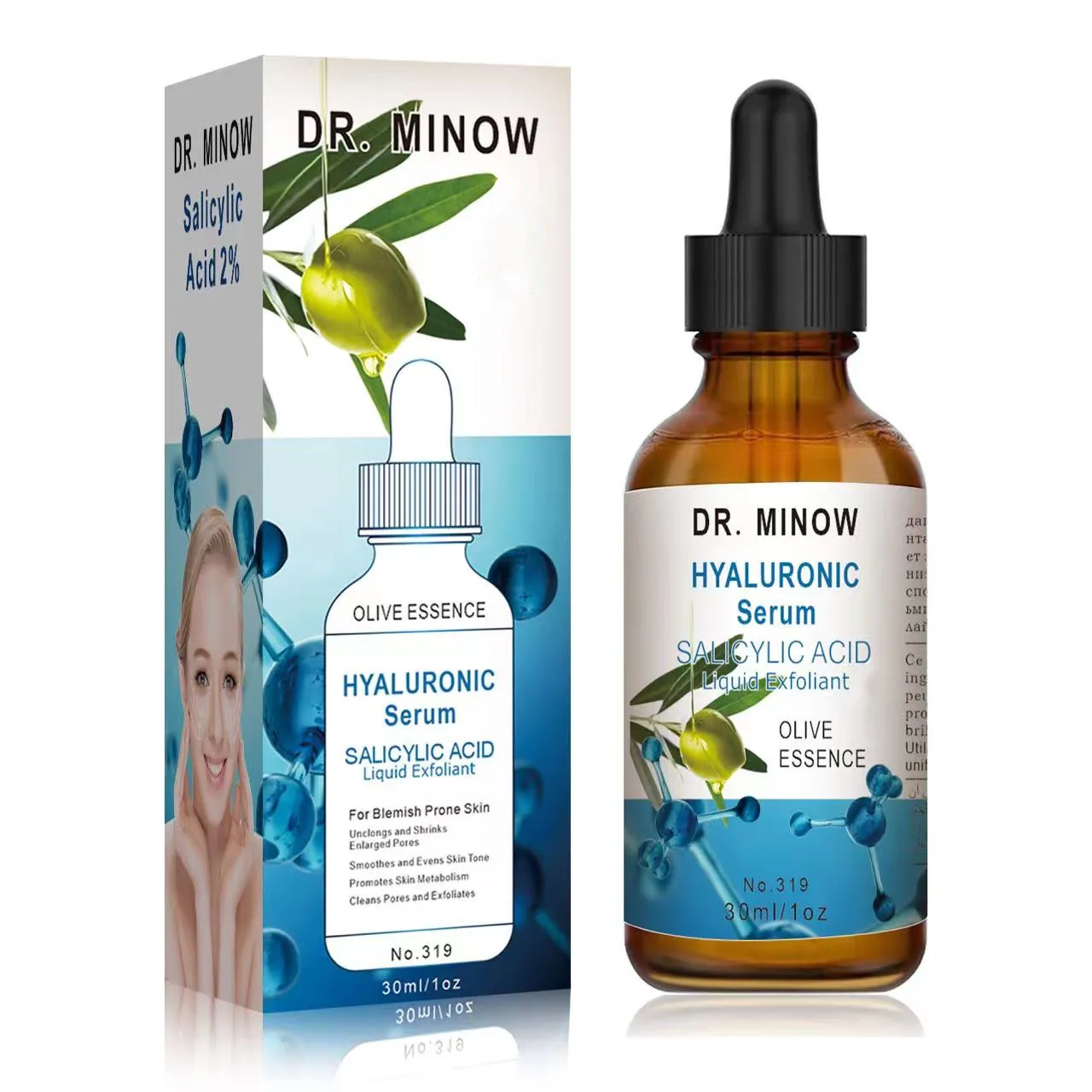 DR.MINOW Best Anti Aging Skin Whitening Lightening Glass Dropper Bottle 30ml Vitamin C Serum OEM For Face Moisturizer