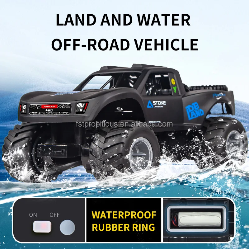 2023 New JJRC Q156.4G Water and Land High Speed Remote Control Truck LED Light Off-road Brushless Vehicle Toys rc drift car 4wd