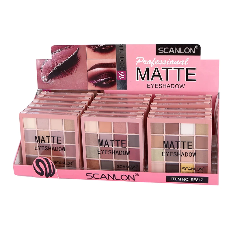 Fashion Eyeshadow Palette Pigmented Golden Silver Gray Yellow Brown 16 Colors Mineral Vegan Matte Eye Shadow Palette OEM Custom