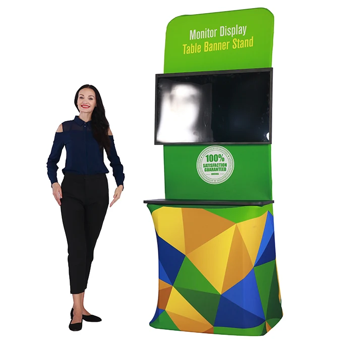 Factory customized Logo portable TV  display stand  exhibit Kiosk stand for advertising