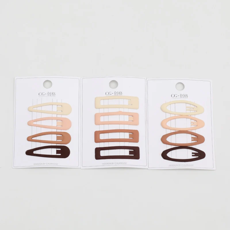 Four rubber paint milk tea color system hair clip fashion girl side clip simple temperament BB clip