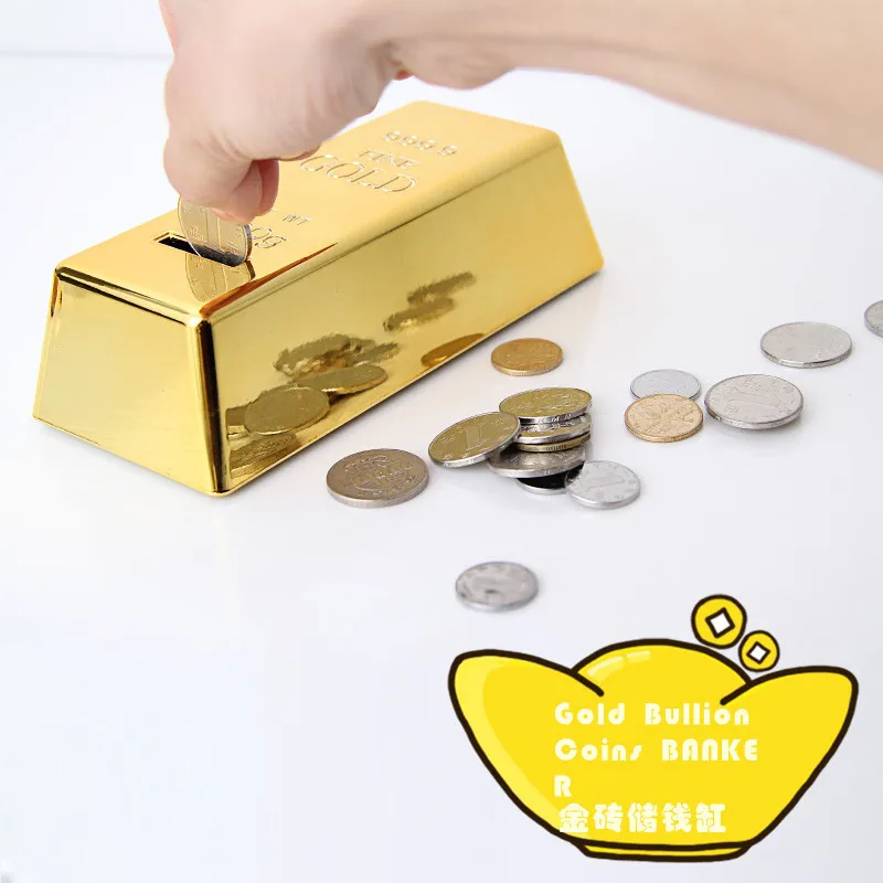 plastic gold bar bullion piggy bank