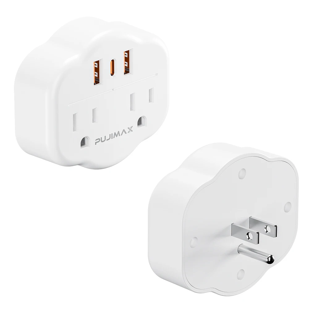 PUJIMAX Phone Charger Fast Charging USB Wall Socket Smart Double Outlet Socket Universal Travel Adapter Power Outlet Wall Socket