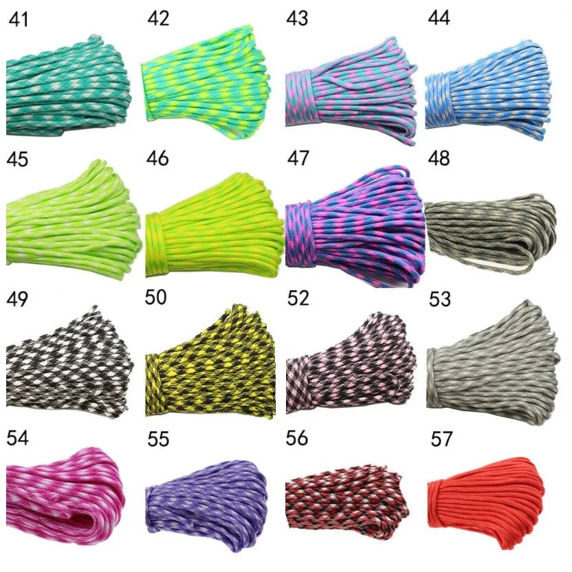 100 Feet  apack 4mm Thick 7 Spools Outdoor Polyester 550 Parachute Cord