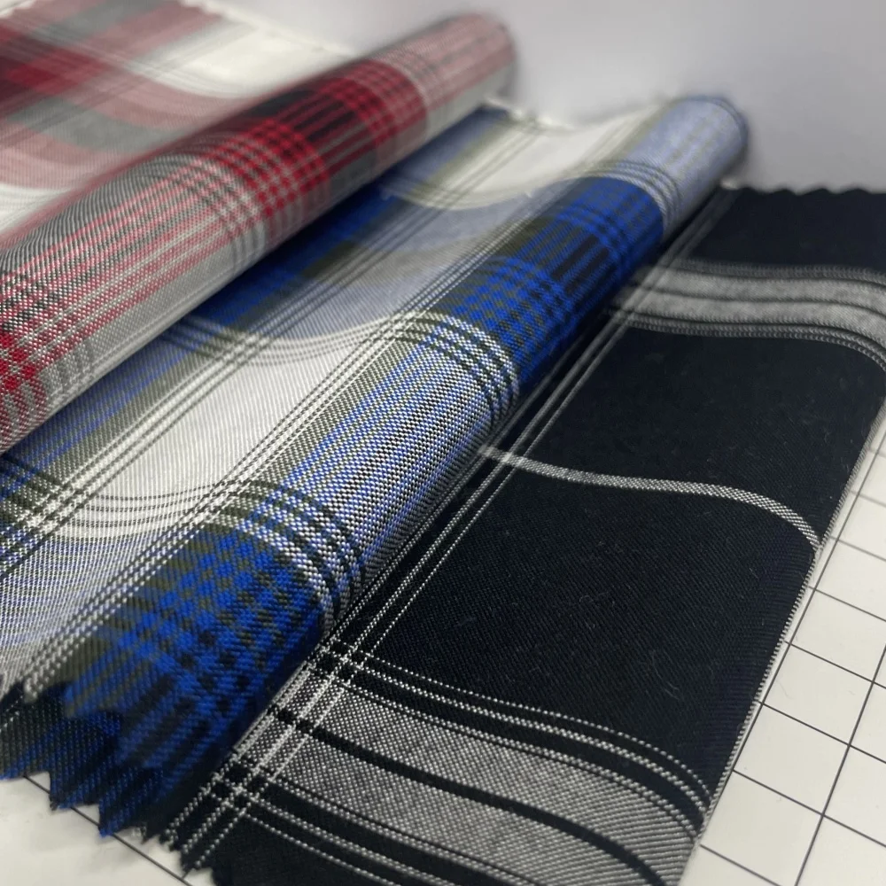 2024 Factory wholesale Anti-static Abrasion-Resistant Anti-pill  high quality Yarn-dyed checks pure rayon fabric for men shirts