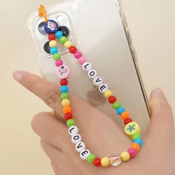 2021 Wholesale Christmas Colored Resin Soft Pottery Christmas Snowman Beaded Mobile Phone Chain For Girl