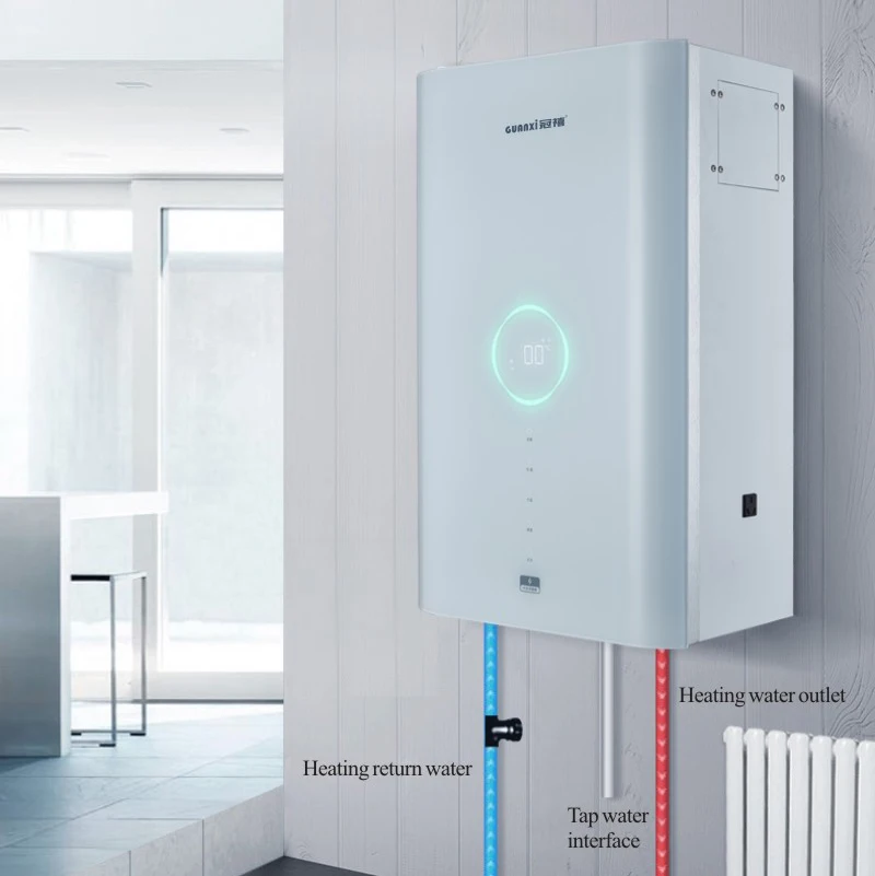 Tempered Glass panel 12kW Central Heating Electric combi boiler for properties with bathtub & shower replacement of gas boilers