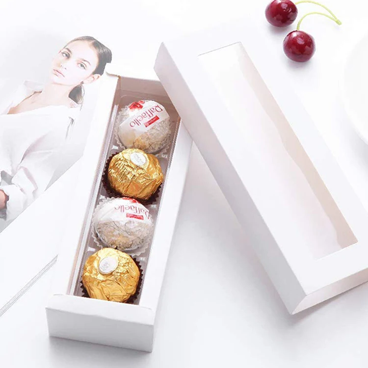  10 шт. белый вытащить трюфель коробки шоколадные конфеты упаковывая с ясным окном рукава