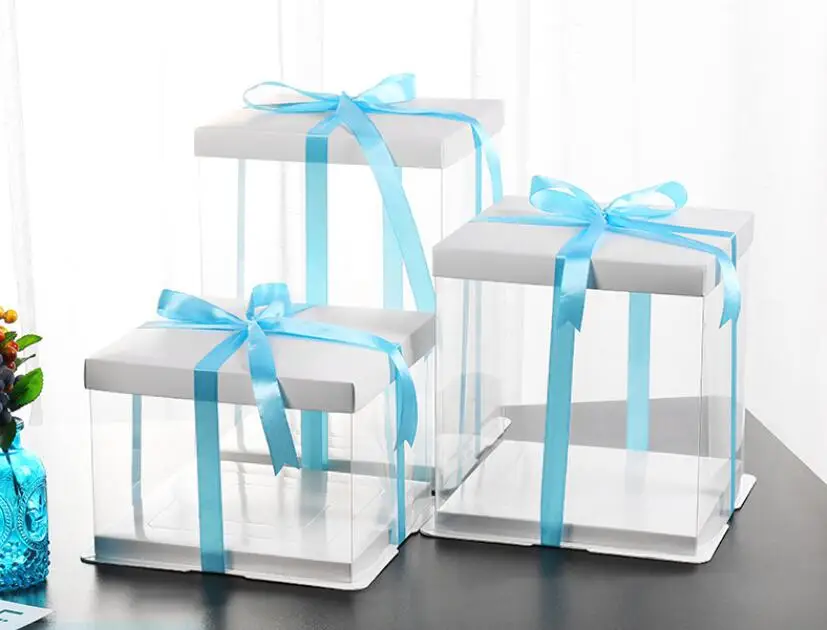 Food Grade Paper Card PET Clear High Transparent Packaging Box For Cake Rose Bear