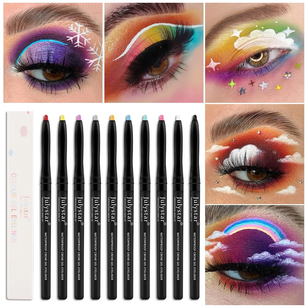 10 colors Colorful Eyeliner Crayon Private Label Waterproof Creamy Gel Eyeliner Pencil