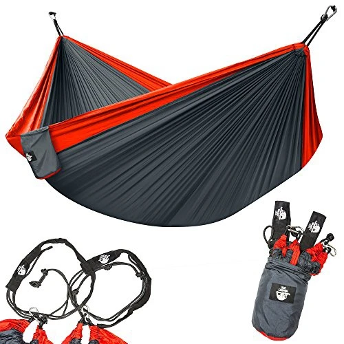 Legit Camping - Double Hammock Lightweight Parachute Portable Hammocks For Hiking Travel Backpacking Beach Yard Gear Includes &