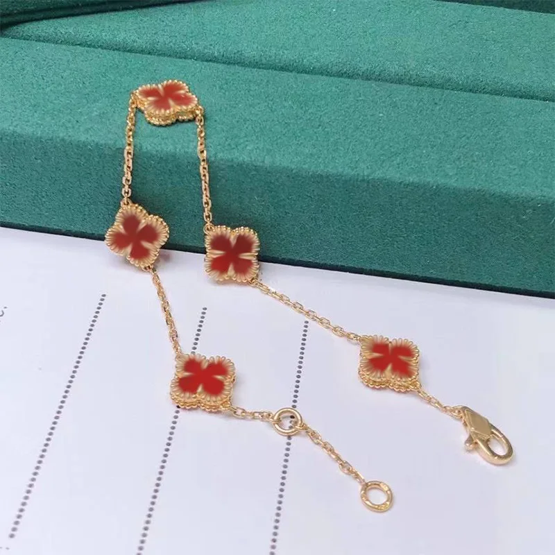CRB009 Wholesale Au750 10mm Four Leaf Clover Bracelet Women Classic Design Jewelry 18K Real Gold Bracelet
