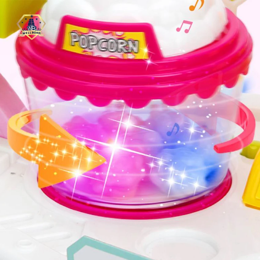 Super market sweet shop pretend candy cart corn popper toy play set for kids