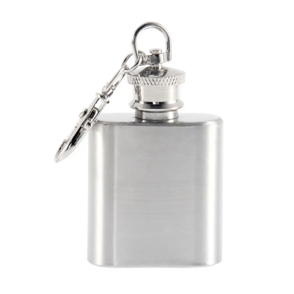 Customized Small MOQ 1oz Mini size Stainless Steel Hip Flask With Keychain