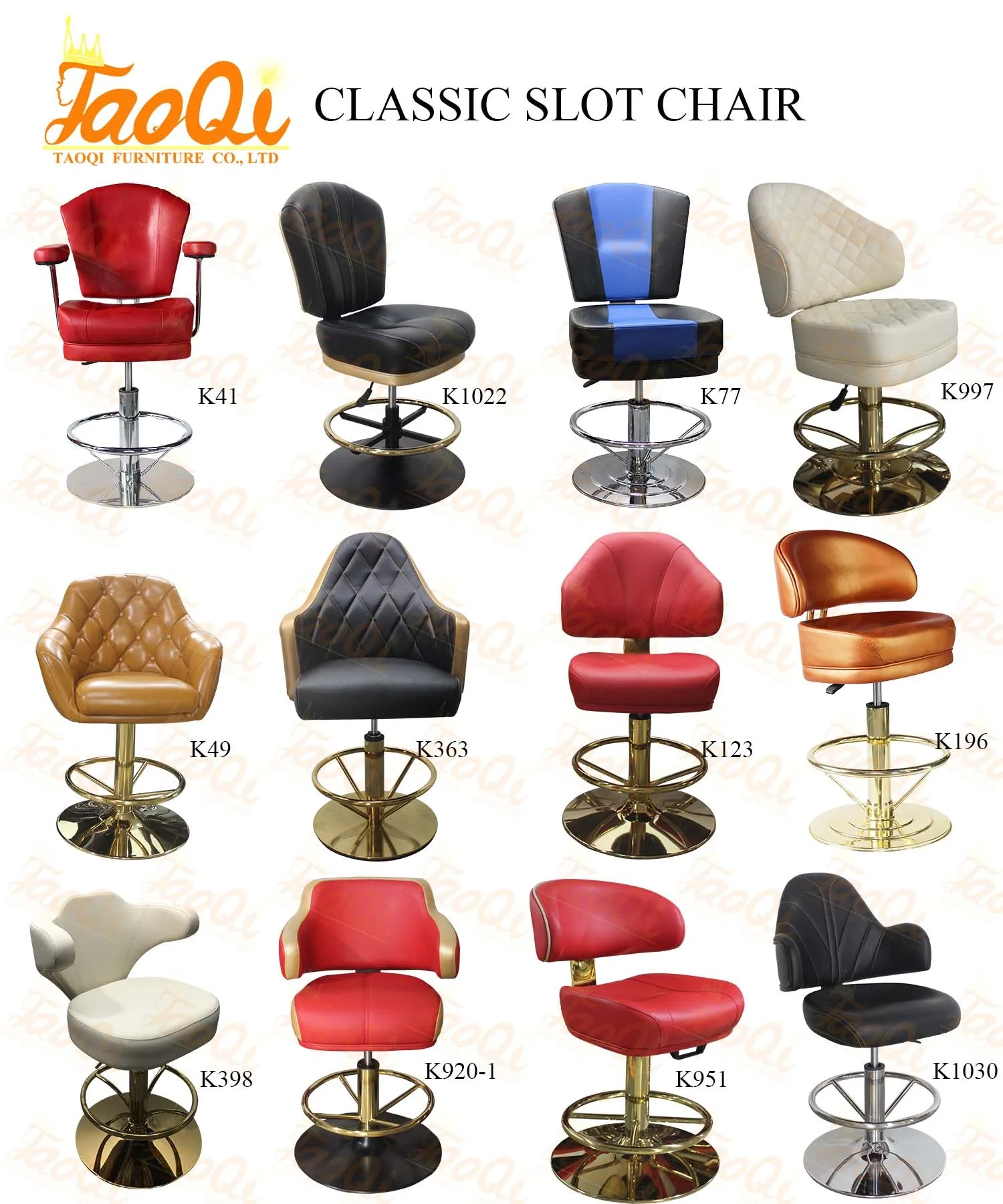 K77 High Quality Adjustable Bar Stool Black Red White PU Swivel Club Furniture Poker Game Table Roulette Slot Casino Chair