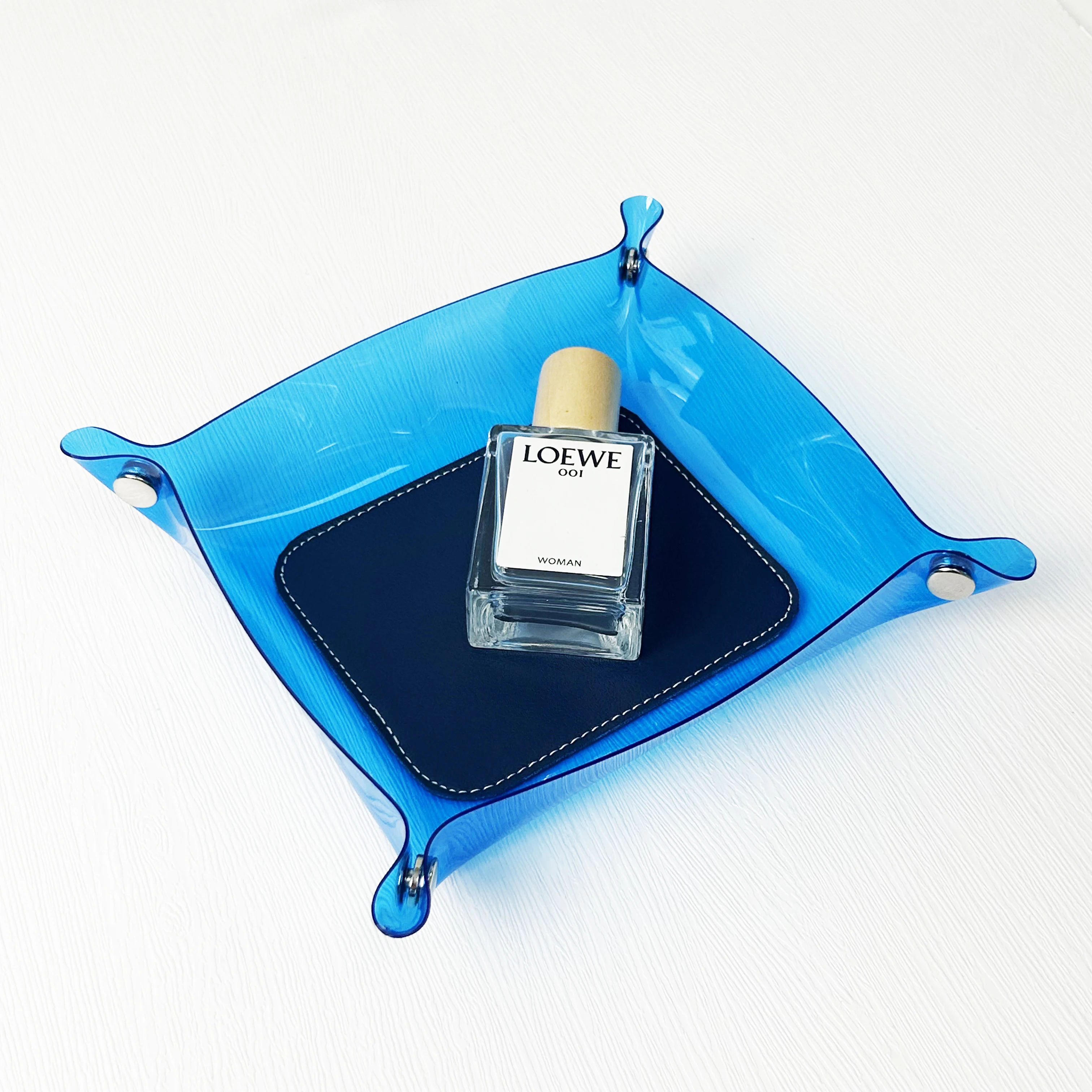 PVC Jewelry Display Tray Holder PU Leather Coin Keys Storage Bag Dice Trays Tableware Necklace Rack Holster