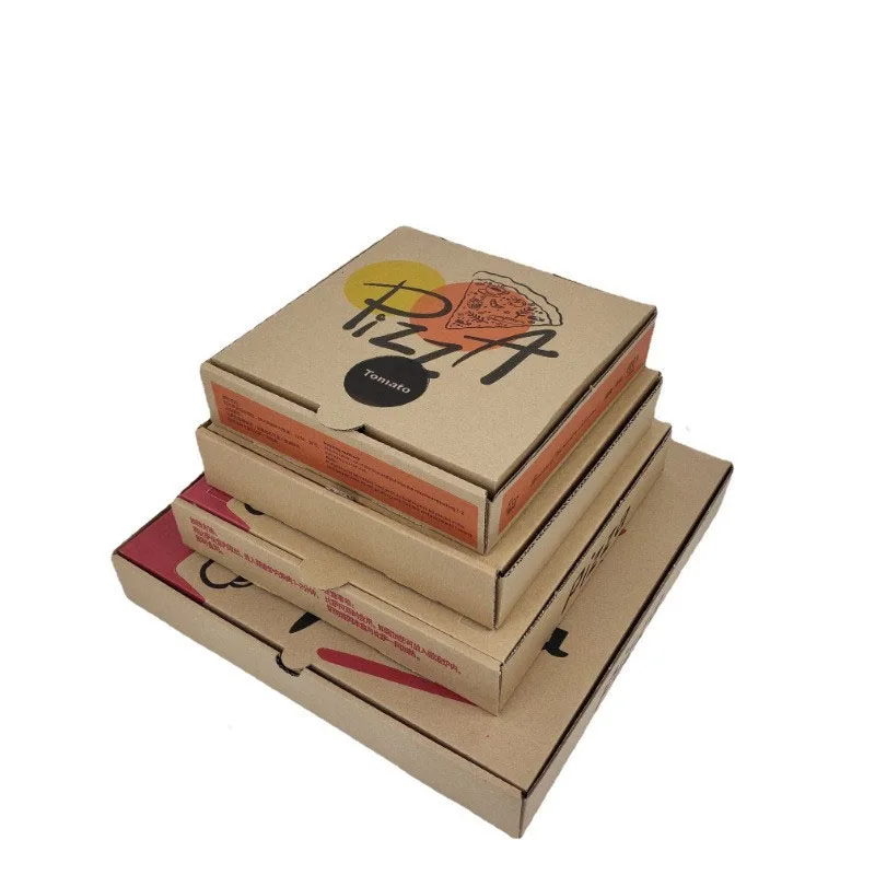 Custom Printed Biodegradable Rectangle 10 12 14 16 18 Inch Corrugated Cardboard Take Away Pizza Carton Packaging Boxes