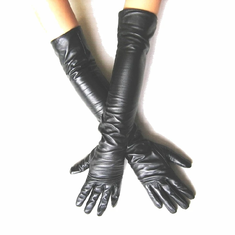 
65cm Black 100% Leather Long opera Gloves evening Gloves party Gloves Size:S/M/L/XL/2XL Message tells me what you need 