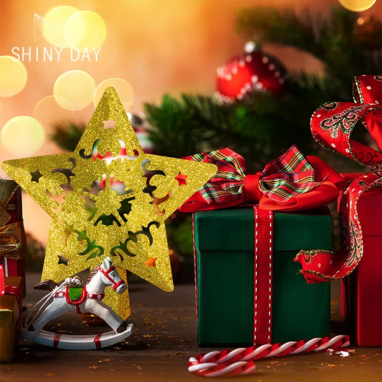 Wholesale 3D Whirling Christmas Tree Decoration Light Gold Blue Silver Star LED Projection Lamp