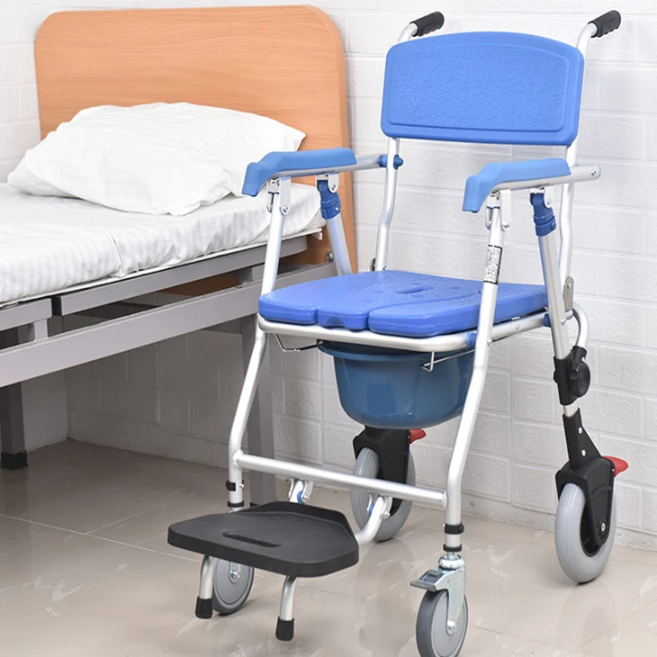 Commode Toilet Chair elderly toilet chair with wheels bathroom bath disabled mobile toilet commode chair