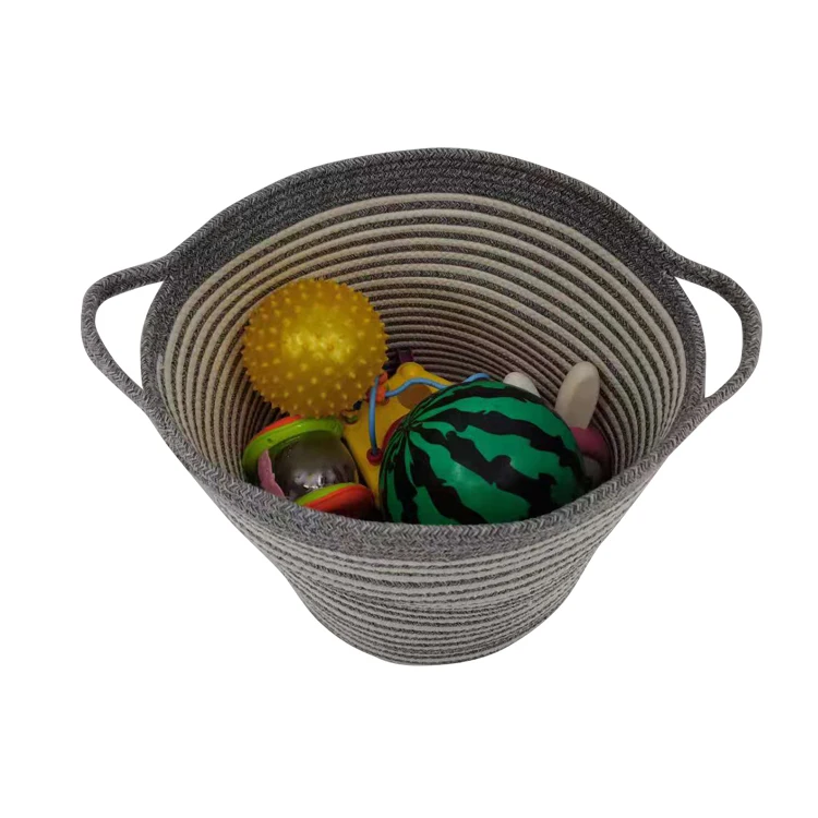 
Factory direct sale cotton woven rope basket living room kids toy storage basket 