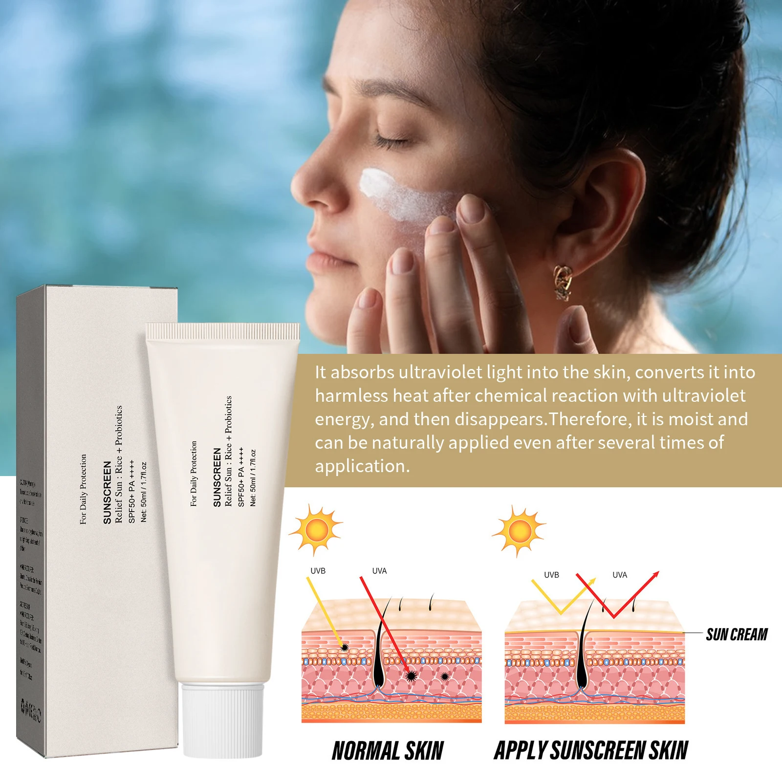 Private Label Sunscreen Cream SPF 50 SPF90 Sun Uv Sunblock UV Protection Sunscreen Cream in The Car Sunscreen Free Shipping