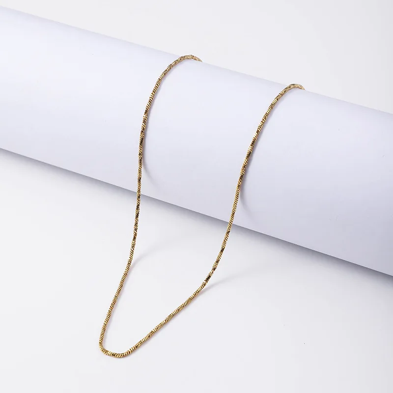 14K Gold Plated Female Necklace Flat Stainless Steel  Clavicle Minimalist Style Spiral Chain