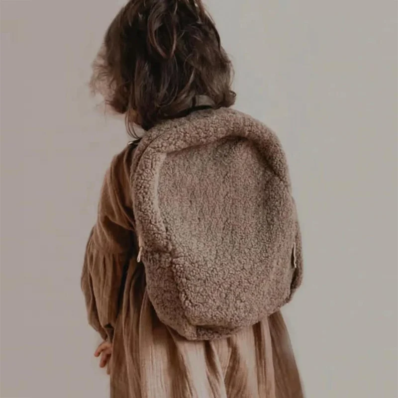 Customized Fashion Plush Teddy Bookbag Casual Backpack For School Travel