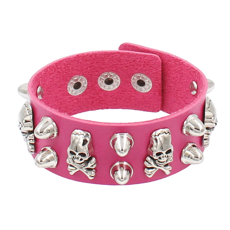 Bdsm Rivet Gothic Wrap Bracelet Hip Hop Leather Spike Bracelet Bangle Vintage Dark Skull  Adjustable Punk Wristband Bracelet