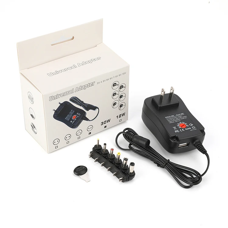 Universal AC 100-240V DC 3V 4.5V 5V 6V 7.5V 9V 12V 30W Multi-function Adjustable Power Supply Power Adapter