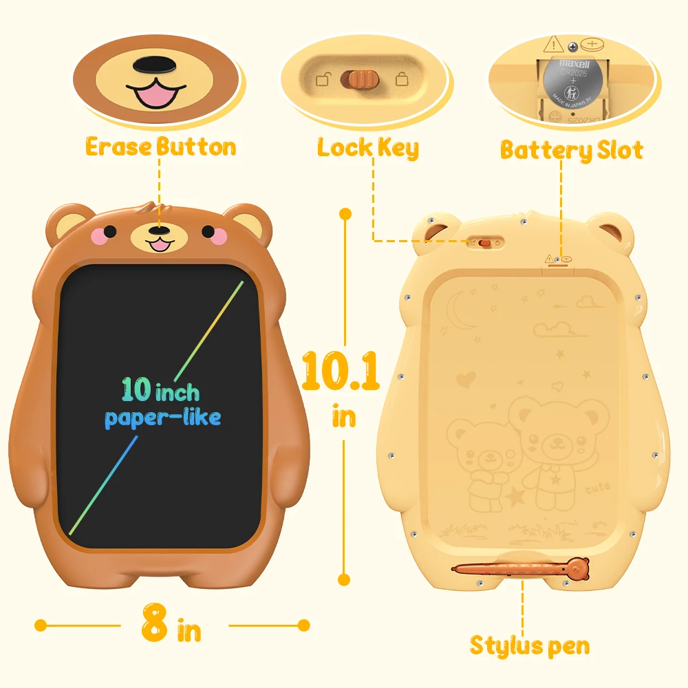 Return gifts for kids birthday early educational toys bear erasable drawing board 10 inch lcd writing tablet for children