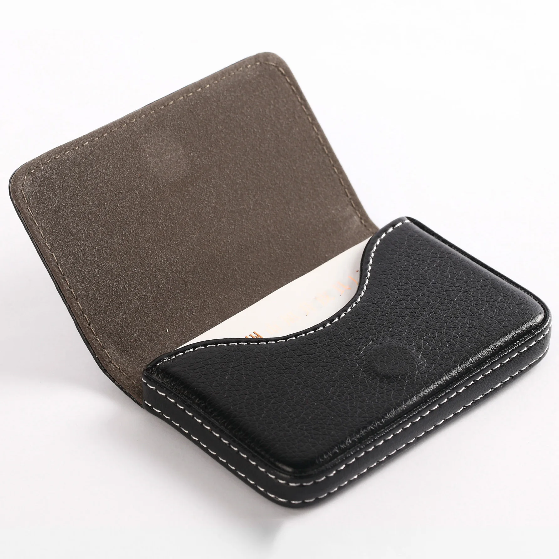 Custom PU Leather Card Holder for Men Business ID Card Holder Supplier with Magnetic Buckle
