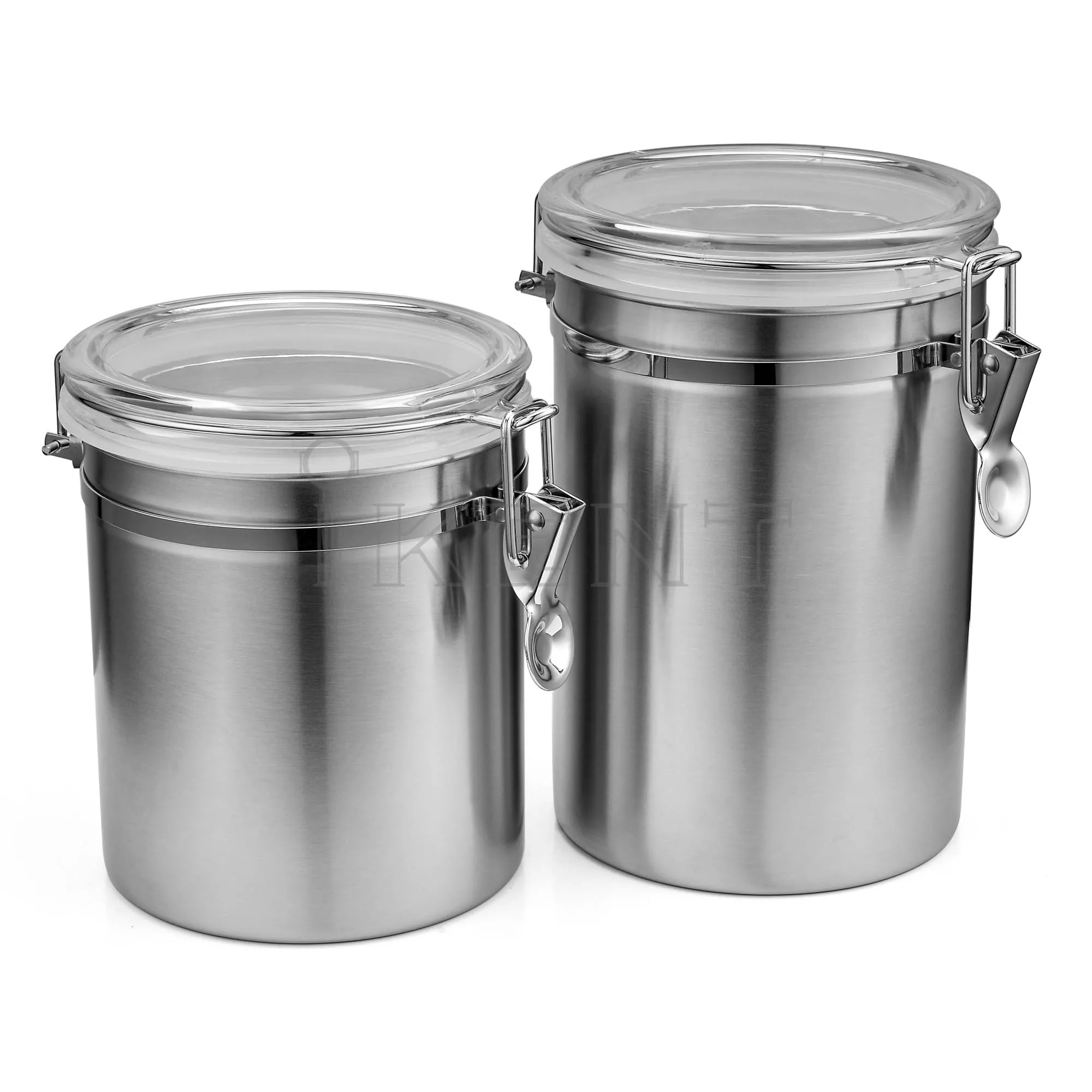 
Airtight Container Stainless Steel Food Storage Container Locking Clamp Beans Grounds Tea Flour Cereal Sugar Coffee Canister 