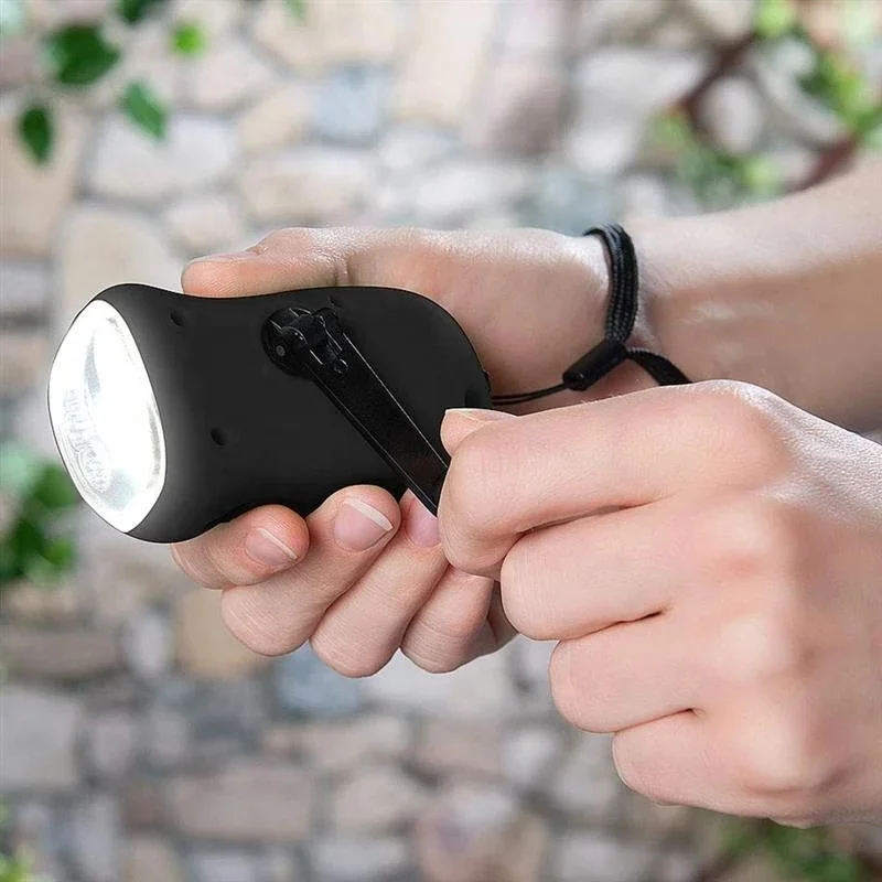 Mini Flashlight Portable Hand Crank Dynamo LED Solar Powered Flashlight Camping Torch 3 LED Hand Crank Flashlight