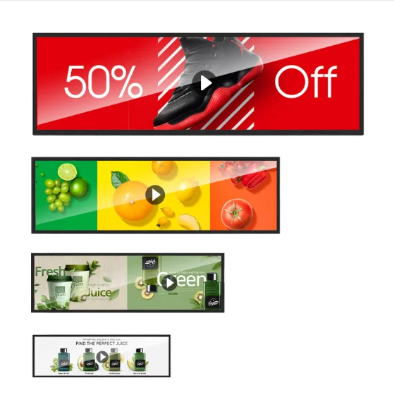 34 Inch Edge Supermarket Shelf Advertising Screen  Stretch Bar LCD Display Shelf Digital Signage For Retail Shop