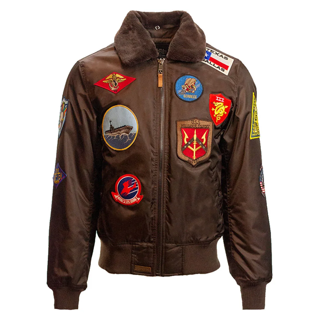 Fashion Retro Embroidered Patch Fur Collar Custom Blank Bomber Jacke for Men