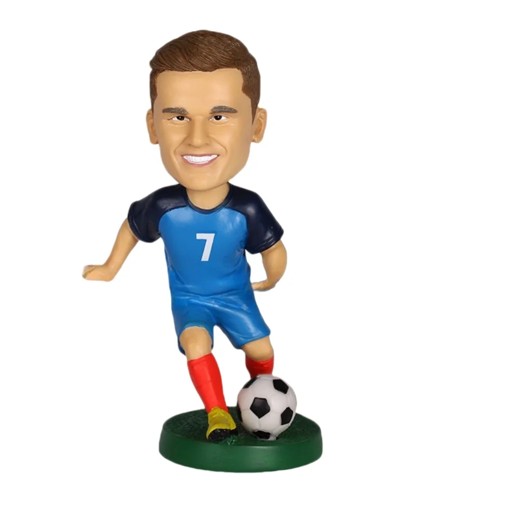 Wholesale Gift Custom Football Player Figurine Resin 3d Footballer Super Star Bobble Head Doll Toy Figures Statues