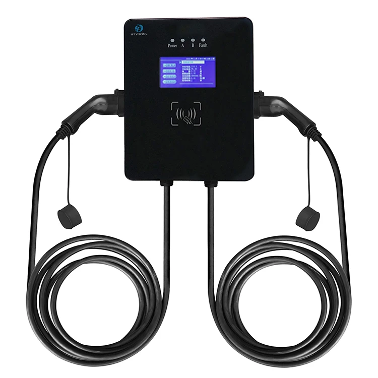 evse charger type 2 electric car Wall mounted 22KW*2 44KW CE OCPP1.6 Smart AC Fast EV Charger Box Charging Station Pile