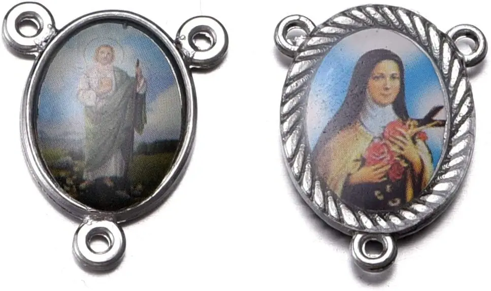 40pcs Mix Rosary Cross and Center Miraculous Maria Crucifix Medal Charms Pendants for Crafting Jewelry Rosary Necklace Bracelet