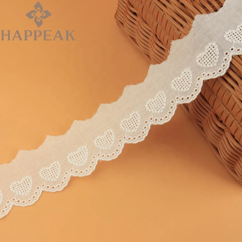 HAPPEAK High Quality Embroidered Lace Trim Crochet Guipure Cotton Lace Trim Ribbon Roll For Wedding Decoration