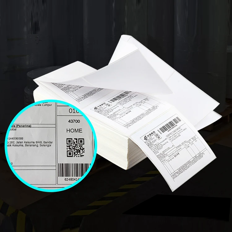 Clear delivery fanfold thermal label 4x6 thermal printer label shipping sticker 10X15 adhesive waybill sticker a6 shipping label