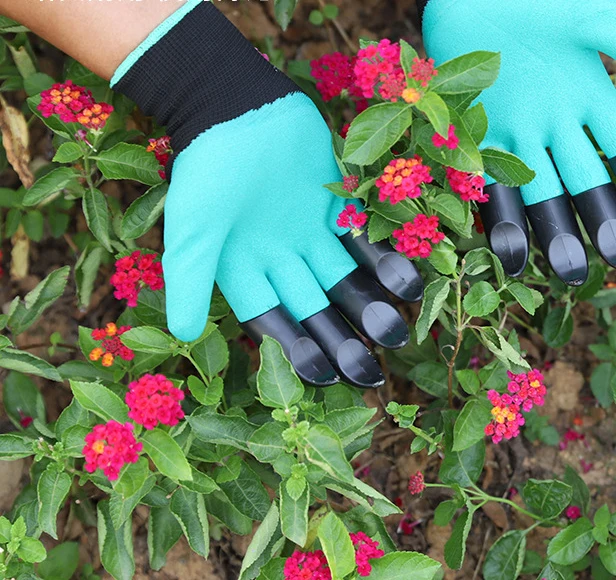 Dipping work gloves Latex Wrinkled Coated gloves with plastic claws for gardening