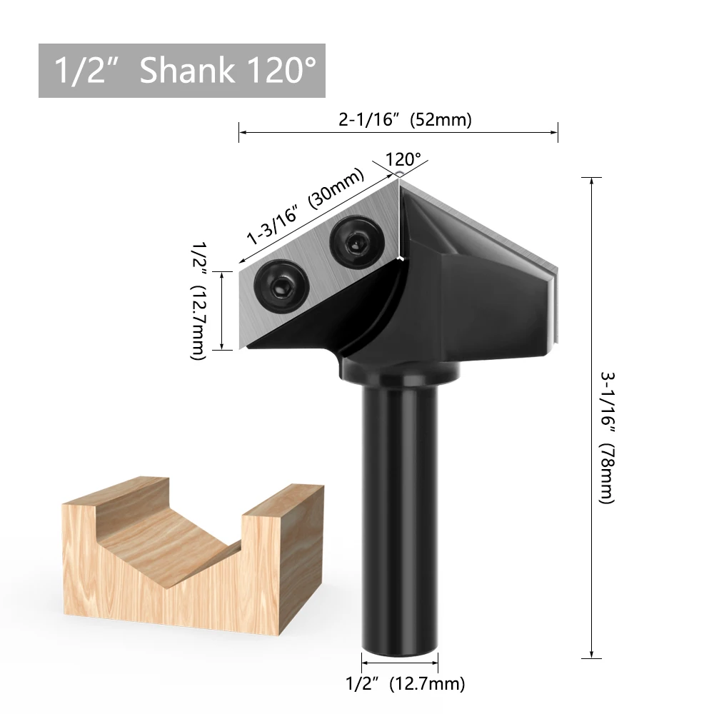 LAVIE 1/2 shanK 45 120 Degree V-Type milling cutter cleaning bottom woodworking tools Router Bit Set  X13G