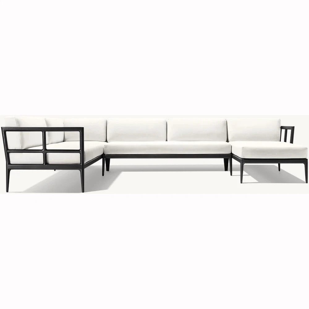 outdoor modular U-shaped rh patio laurel aluminum couch garden sofa set grounds furniture